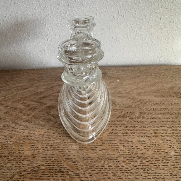 Vintage L.E. Smith Double Candlestick Holder, 1930s Art Deco Ribbed Glass - Picture 3 of 6